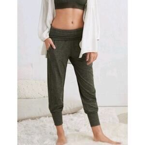 Aerie Women's Foldover Grey Brushed Soft Jogger Lounge Pants Size XL